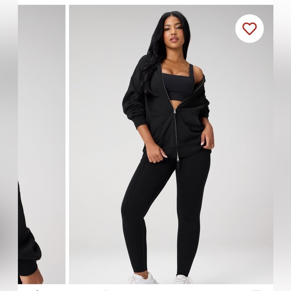 Fabletics Cozy Fleece Oversized Zip Up Hoodie Black Women’s Size Small NWT